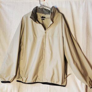 IZOD Mens Windbreaker Jacket Ivory Long Sleeve Full Zip Water Resistant XXL